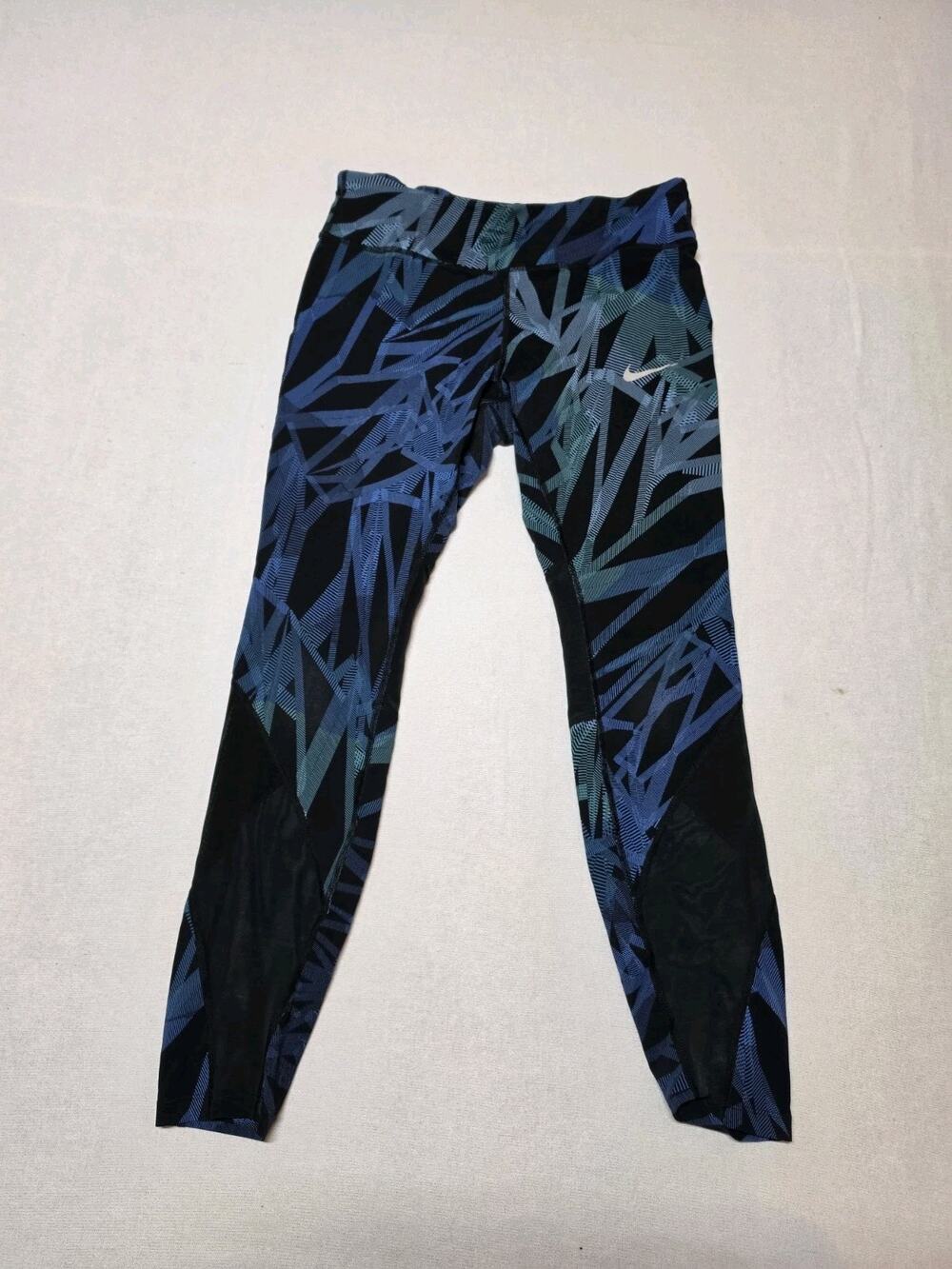 Nike Dri-FIT Women’s Size L Blue Black Printed Running Training Leggings